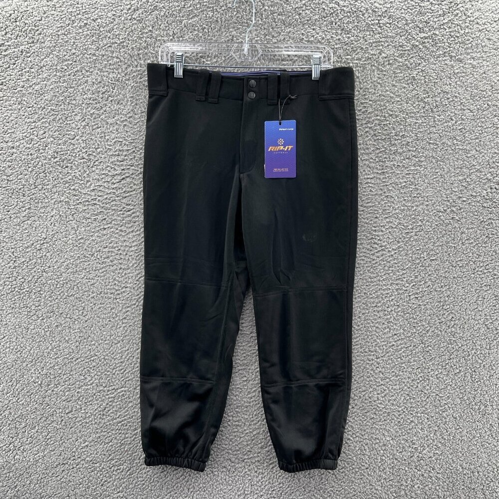 New Rip-It Softball Pants Womens Large Black Athletic Sports Stretch